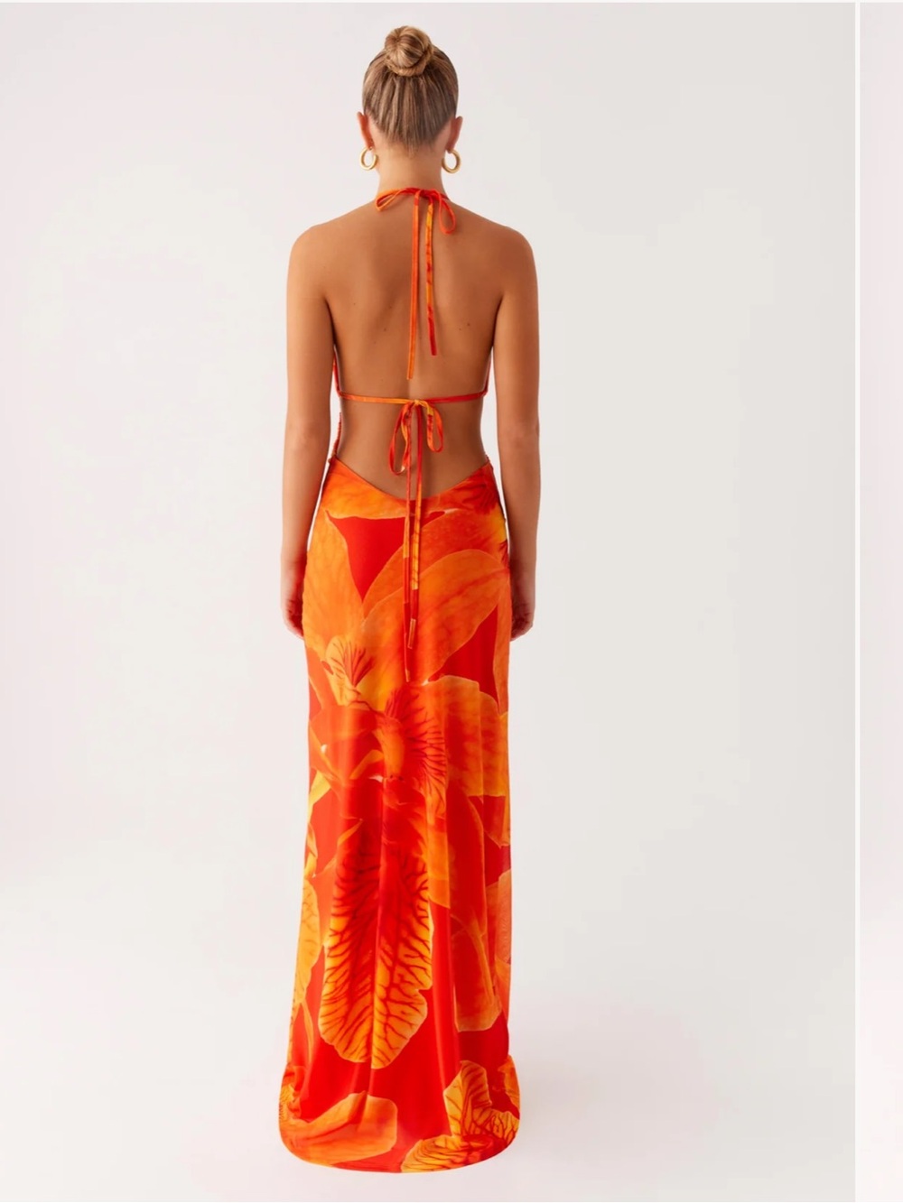 NWT Peppermayo Palawan Mesh Maxi Dress - Orange Floral size 6 - Picture 3 of 8